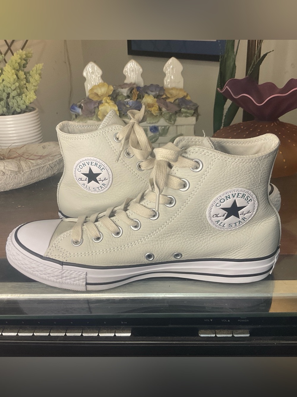 CONVERSE ALL STAR WMNS TUMBLED LEATHER HI-TOP SNEAKERS SZ 9